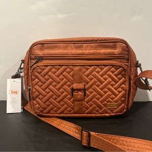 NEW Lug Carousel XL Copper Crossbody Bag Purse Brown Quilted Small RFID